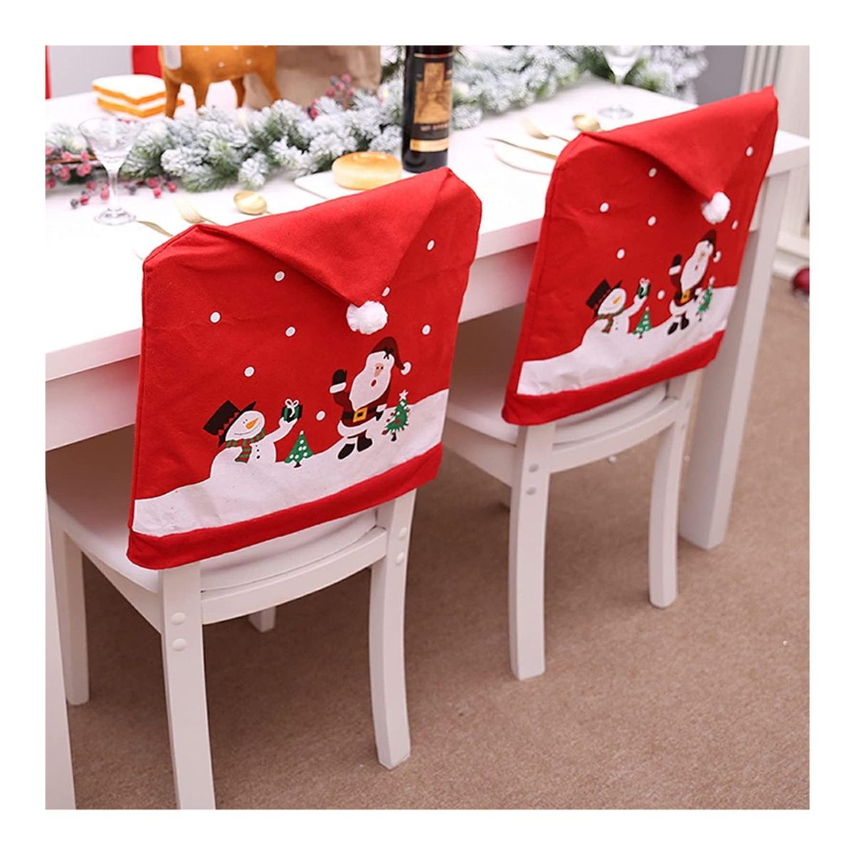 CUTE - PACK DE 6 FUNDAS PARA EL RESPALDO DE SILLA CON DISEÑO NAVIDEÑO