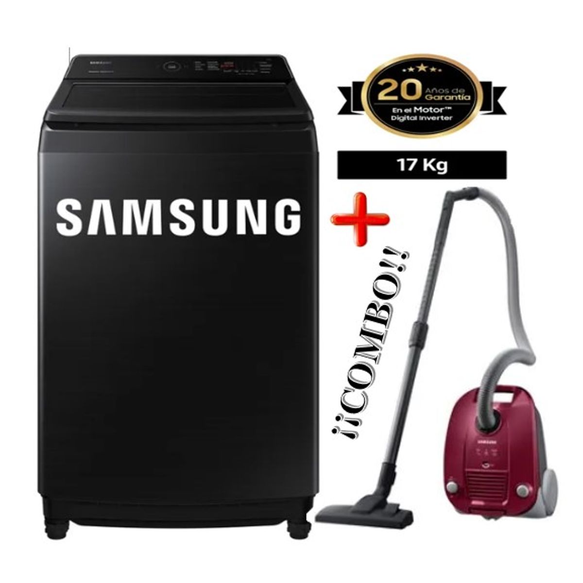 SAMSUNG - Lavadora SAMSUNG Carga Superior 17Kg WA17CG6441BVPE+ASPIRADORA
