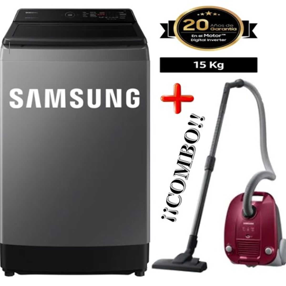 SAMSUNG - Lavadora Ecobubble 15Kg Gris WA15CG5441BDPE