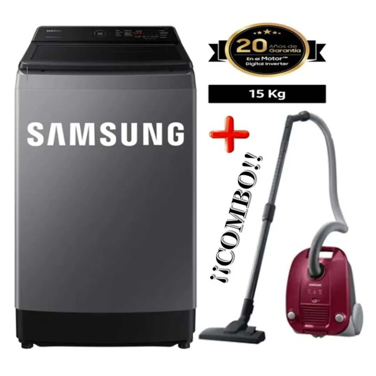 SAMSUNG - Lavadora Ecobubble 15Kg Gris WA15CG5441BDPE