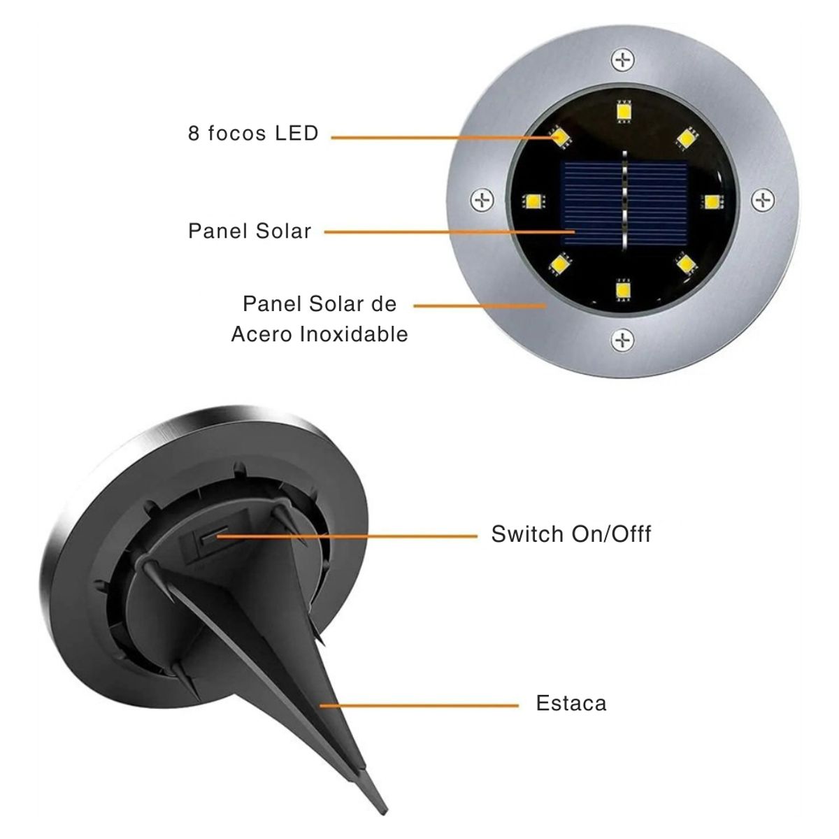 GENERICO - Luz solar de disco para Jardín - Pack de 4 und