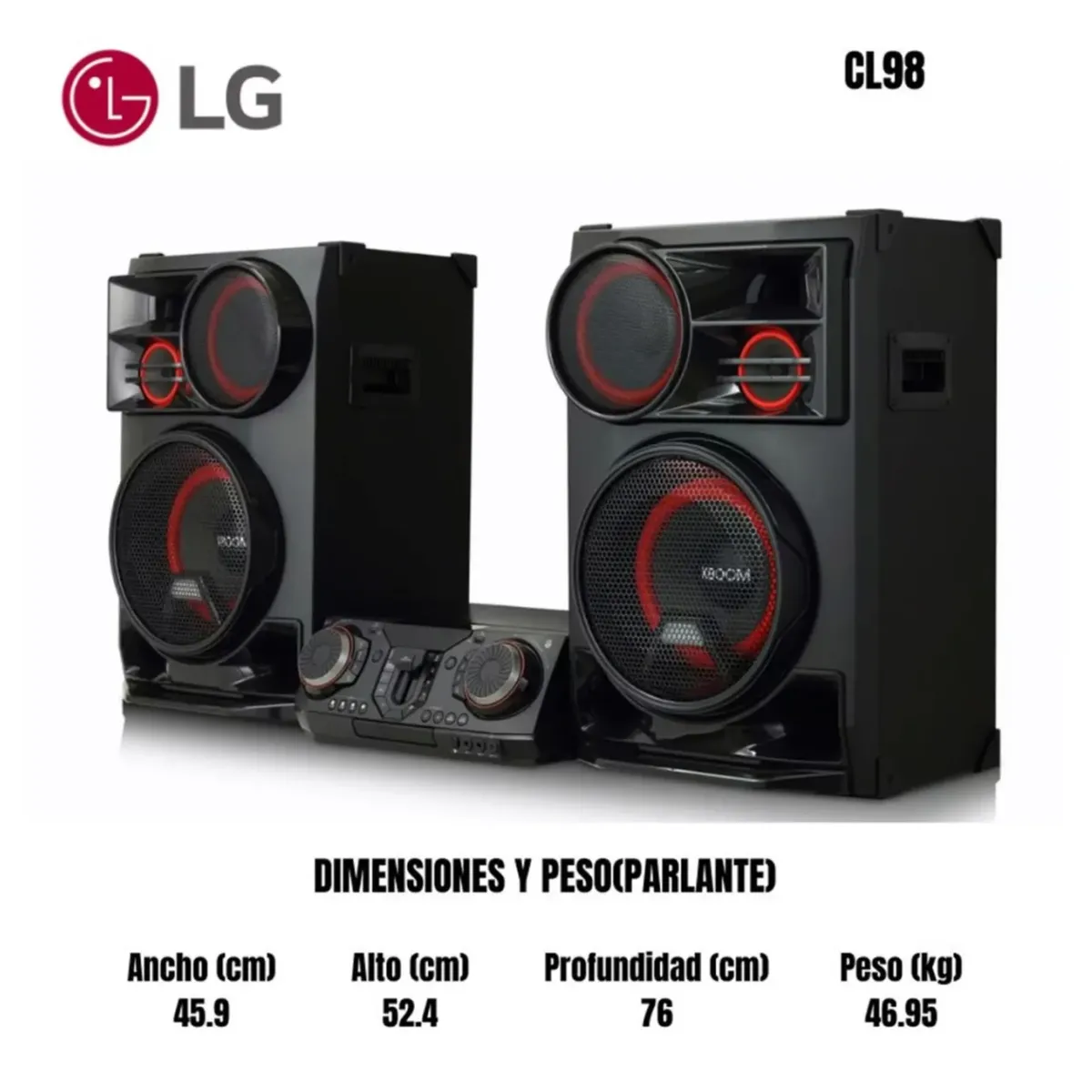 LG - Minicomponente LG XBOOM CL98 3500W Bluetooth con Karaoke y Luces LE