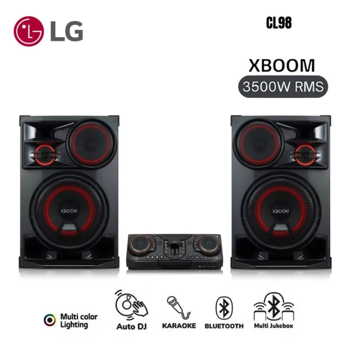 LG - Minicomponente LG XBOOM CL98 3500W Bluetooth con Karaoke y Luces LE