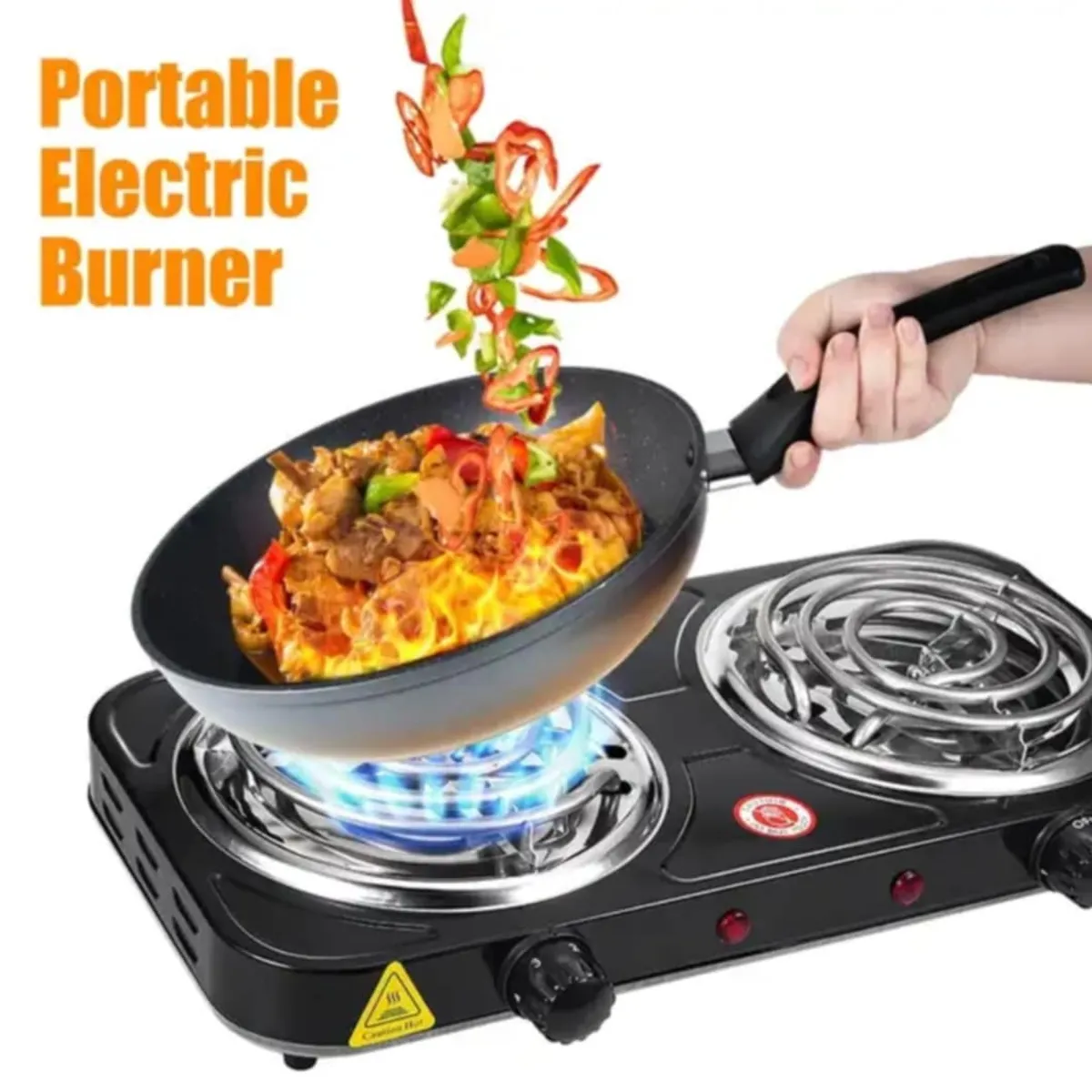 GENERICO - Cocina Electrica Aspiral 2 Hornillas Mesa Portatil Moderna Negro RAF