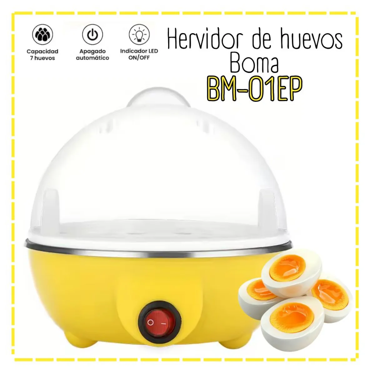 GENERICO - Hervidor de Huevos al Vapor Amarillo BM-01EP