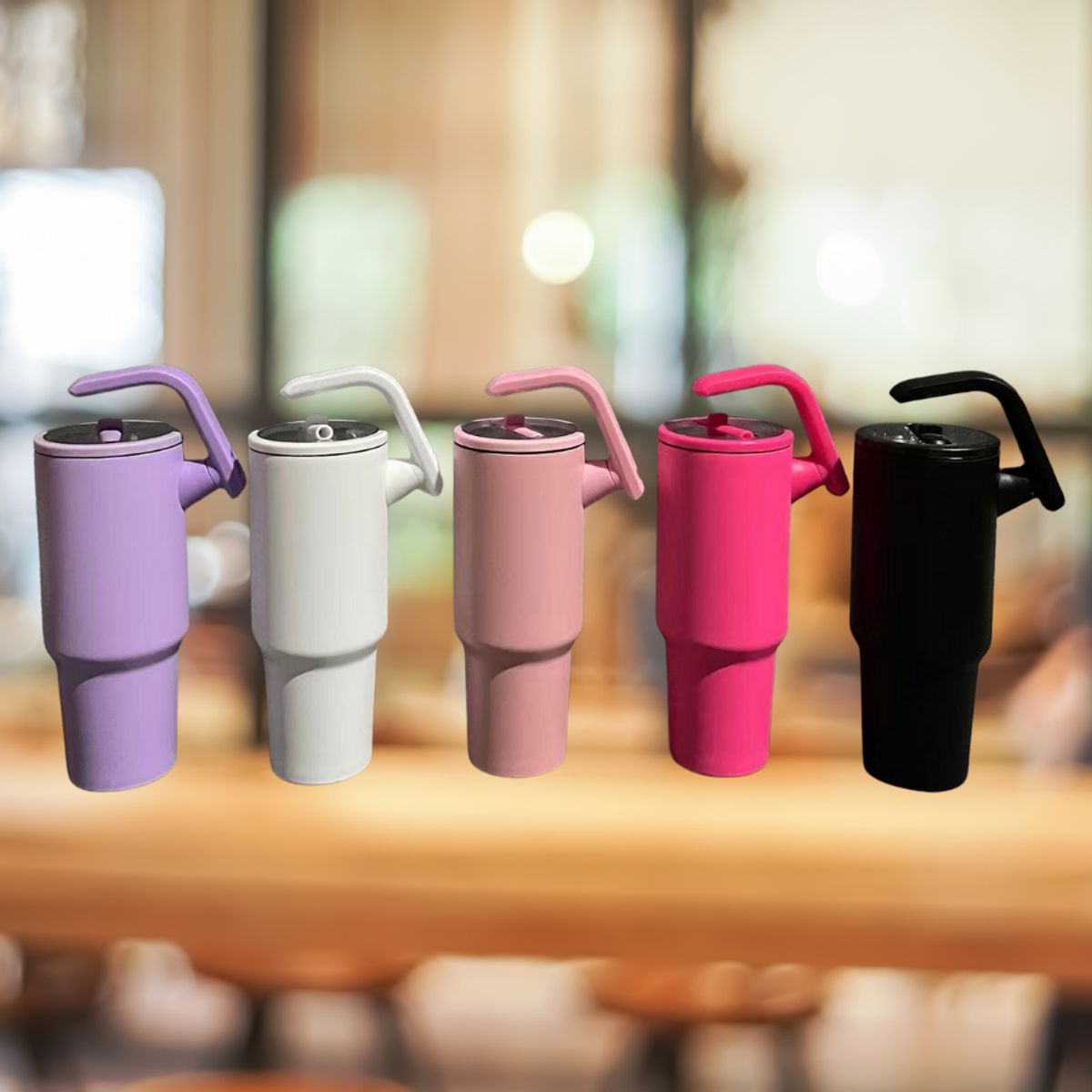 GENERICO - Termo-Taza Toma todo antiderrame  con Asa giratoria Beige 1.2 lt Acero Inoxidable