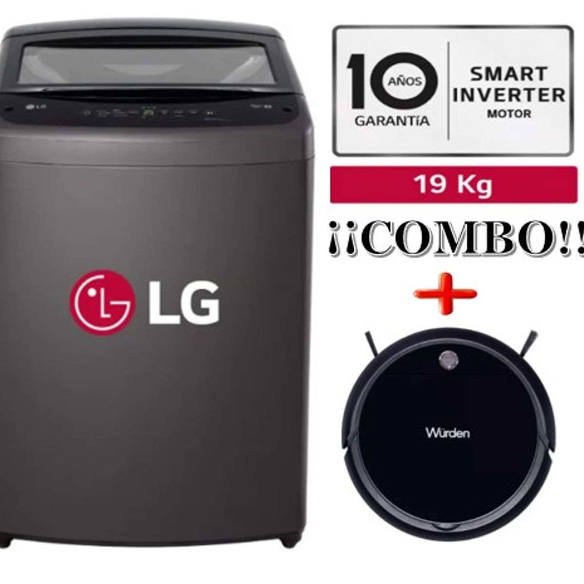 LG - Lavadora LG WT19BVTB TurboDrum 19kg+Aspiradora robot wurden