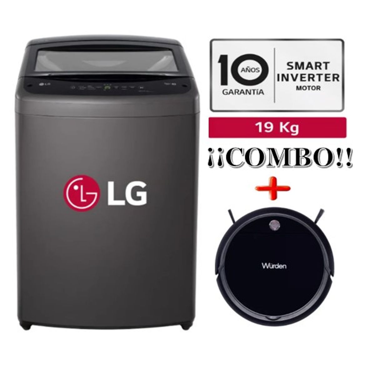 LG - Lavadora LG WT19BVTB TurboDrum 19kg+Aspiradora robot wurden