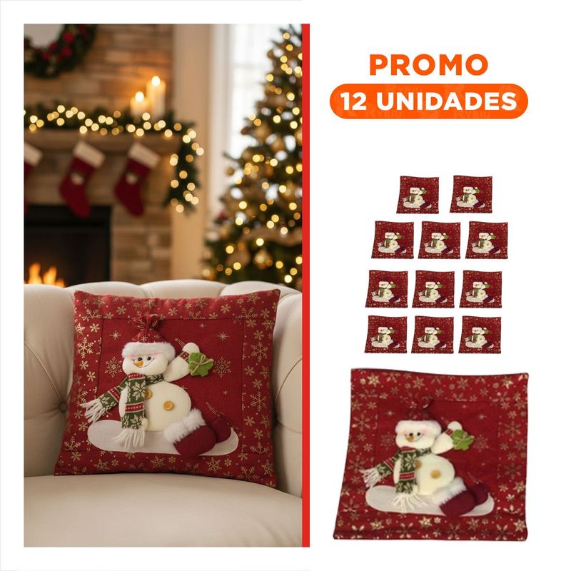 GENERICO - Pack12 Envoltura Imagen con Copos de Nieve Dorado en Rojo