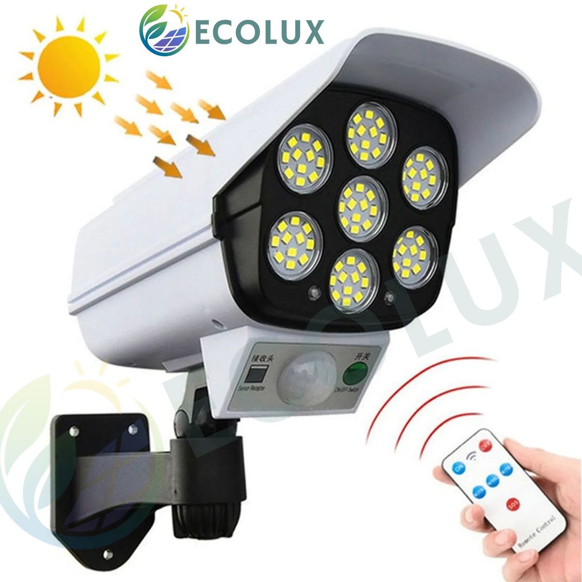 OEM - Lampara Foco con Panel Solar y Sensor de Movimiento