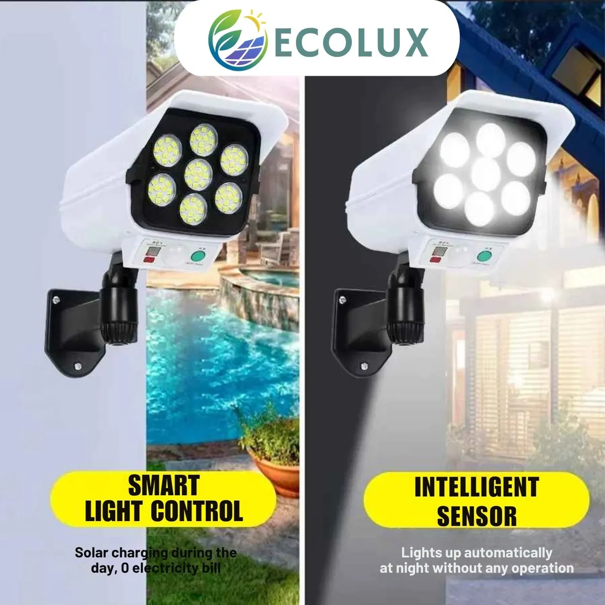 OEM - Lampara Foco con Panel Solar y Sensor de Movimiento