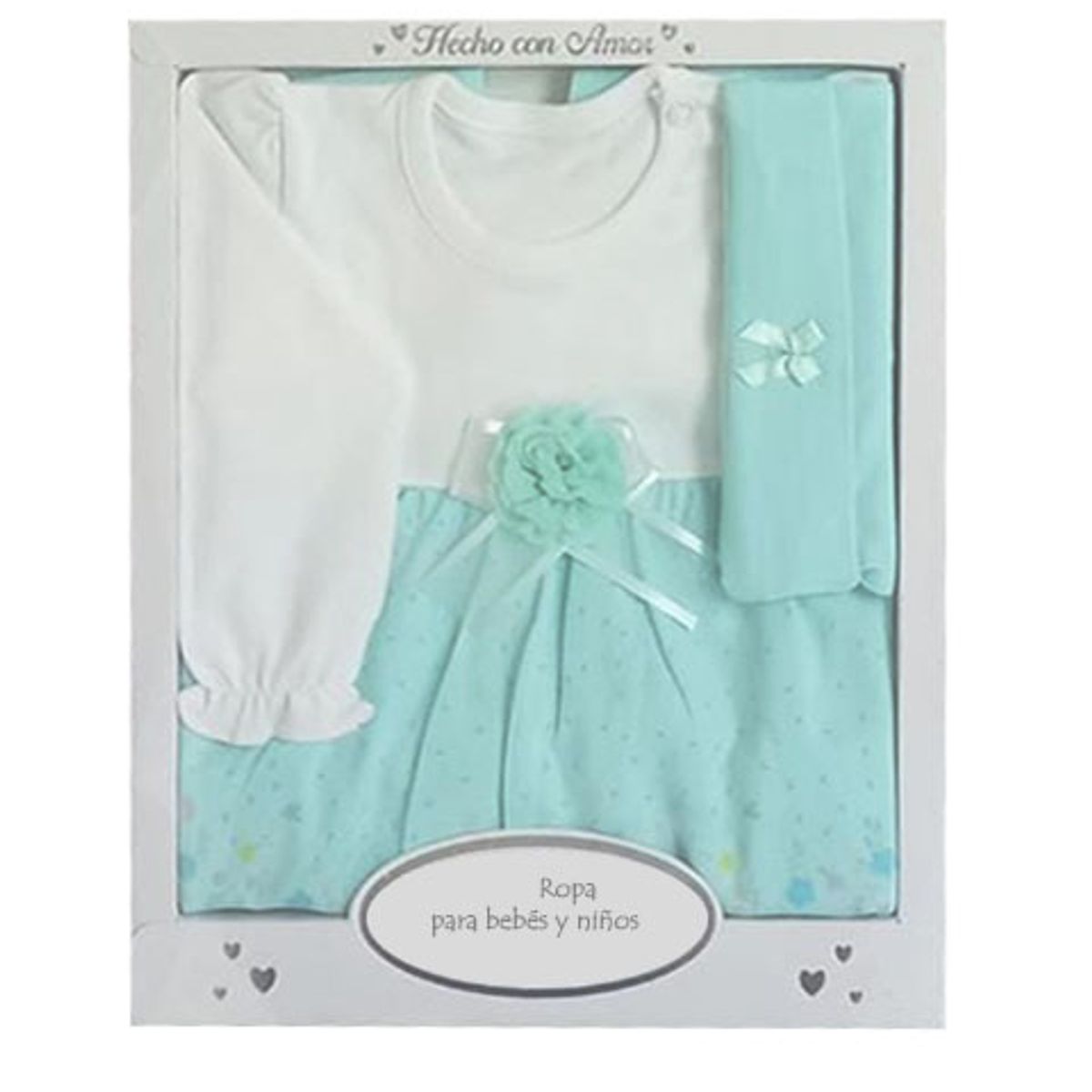 GENERICO - Conjunto vestido para bebe de hilo - 3 piezas 