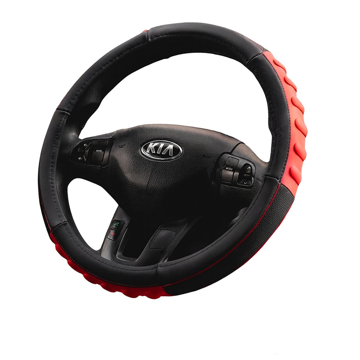 JET - Cubre Timón Antideslizante Premium Negro con Rojo Grip Ergonómico Universal Auto SUV