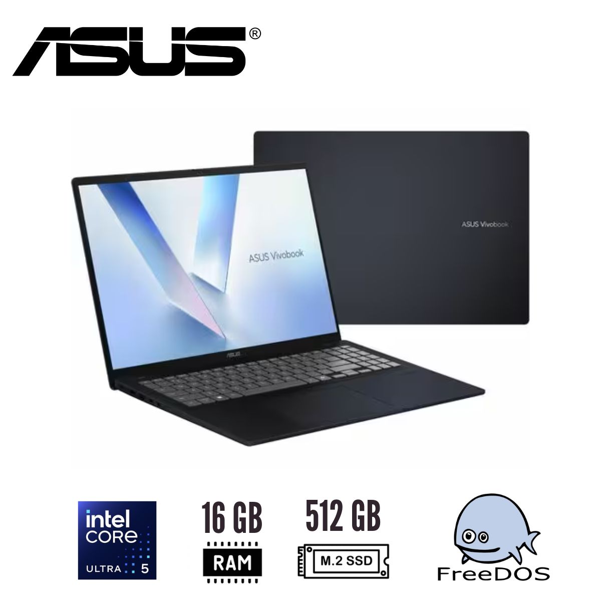 ASUS - LAPTOP ASUS Vivobook 16 X1607CA-MB058 16" Core Ultra 5 225H 16GB 512GB Intel Graphics FreeDOS