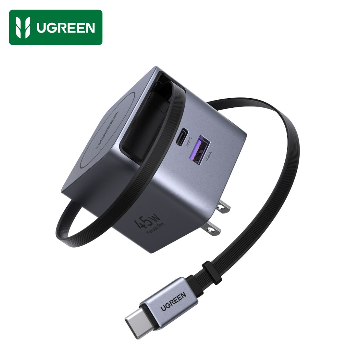 UGREEN - Cargador de Pared UGREEN 45W Nexode USB-CUSB-A GaN Retráctil 3 puertos