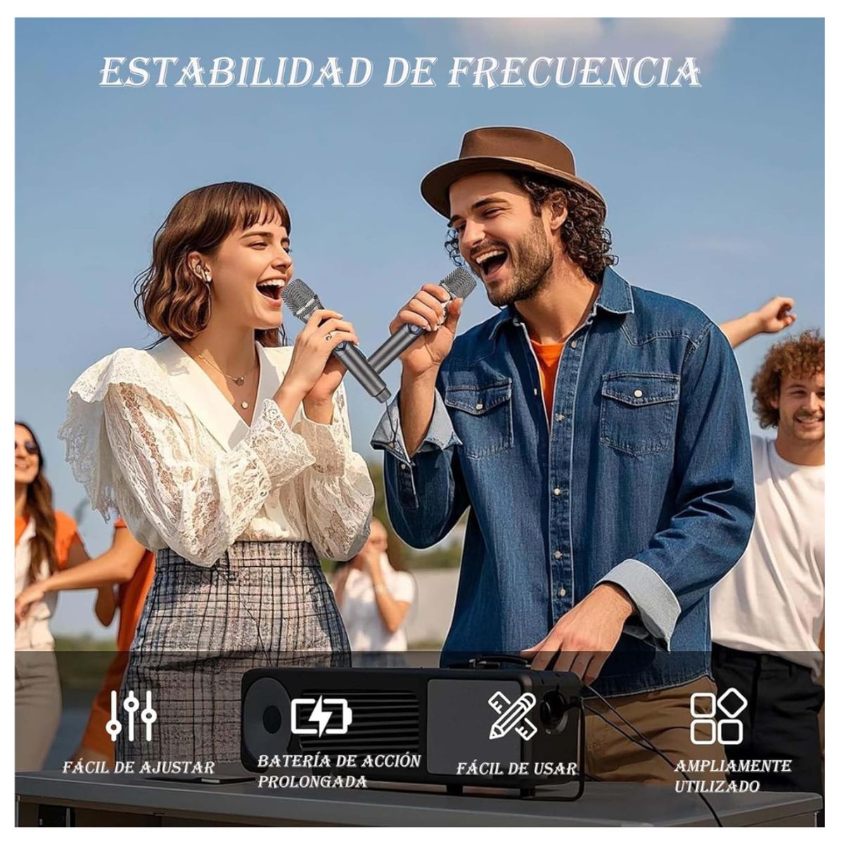 SEISA - Micrófono Inalámbrico Karaoke Dual 2 en 1 Recargable para Eventos