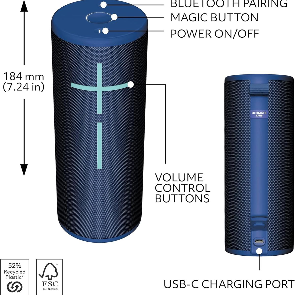ULTIMATE EARS - Parlante Bluetooth Ultimate Ears Boom 4 Plus IP67 15H USB-C – Azul Cobalto