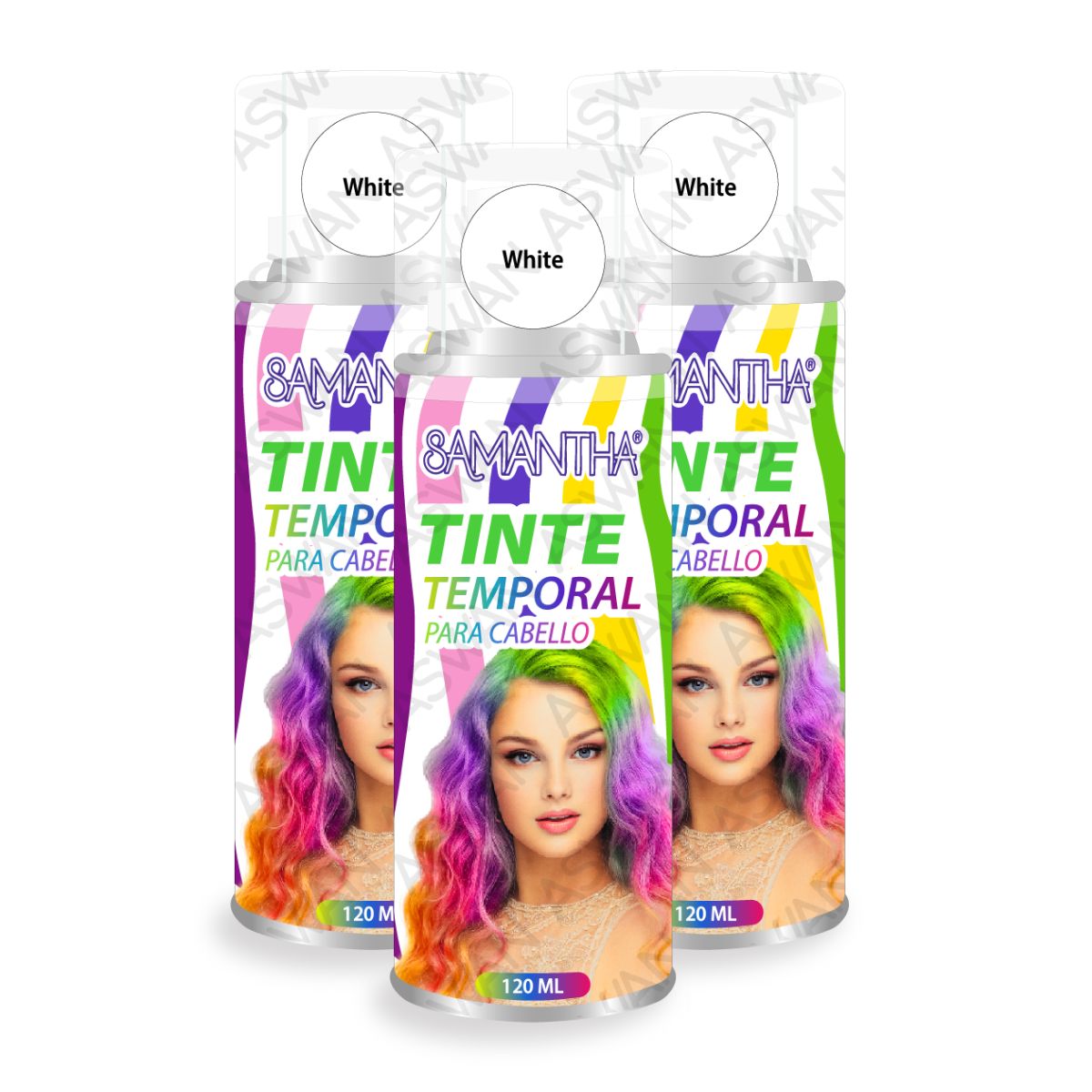 GENERICO - Pack x3 Tinte Temporal en Spray White 120 ml - SAMANTHA