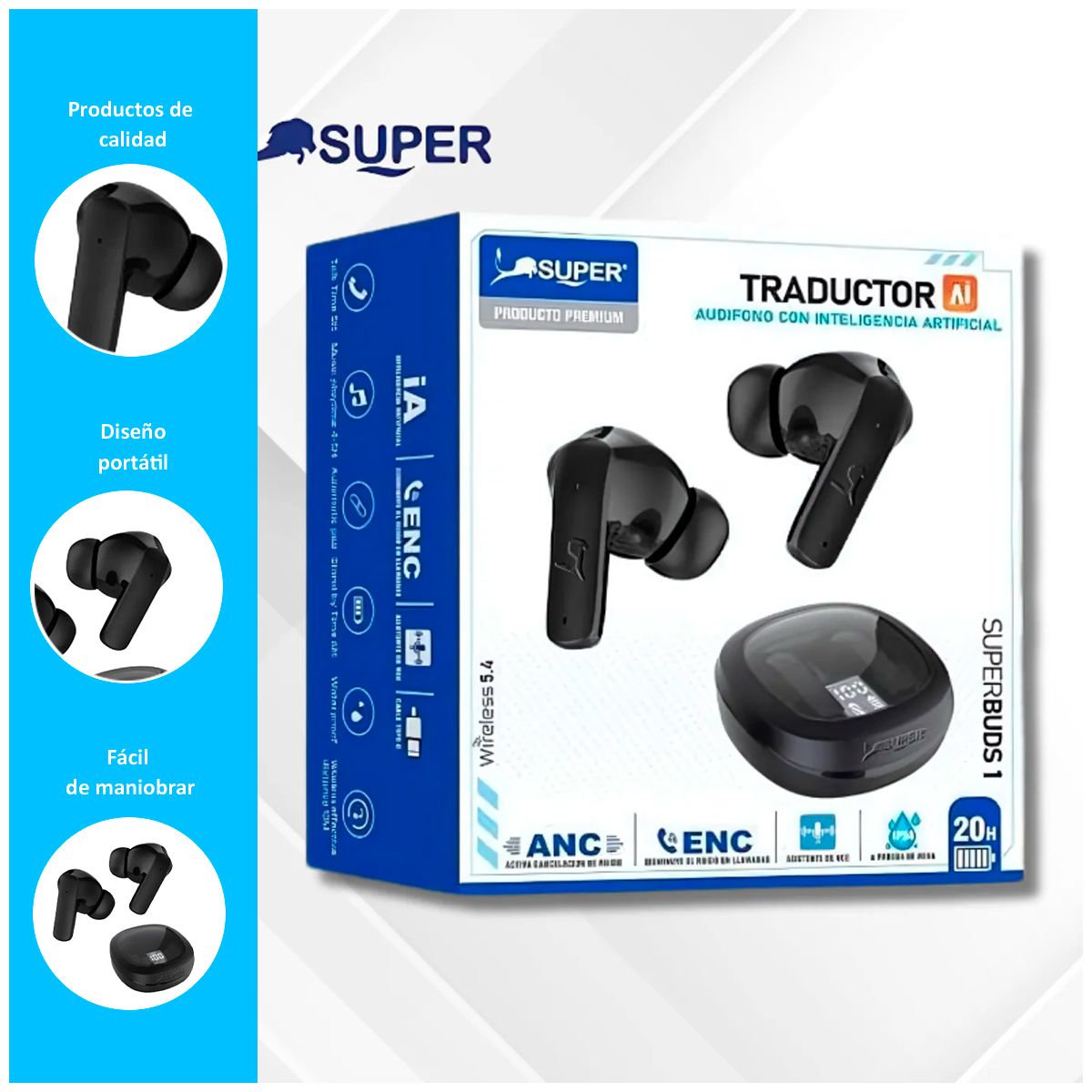 GENERICO - AUDÍFONOS SUPERBUDS 1 AI BLUETOOTH TRADUCTOR