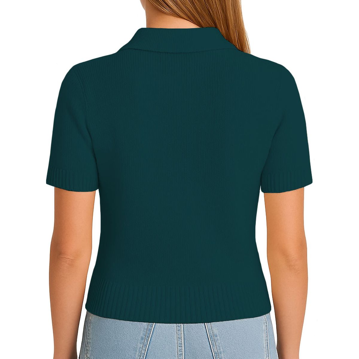 GENERICO - Sueter Mujer MC Camisero Lazos Hilo Tacto 463G Dom-22 Color Verde