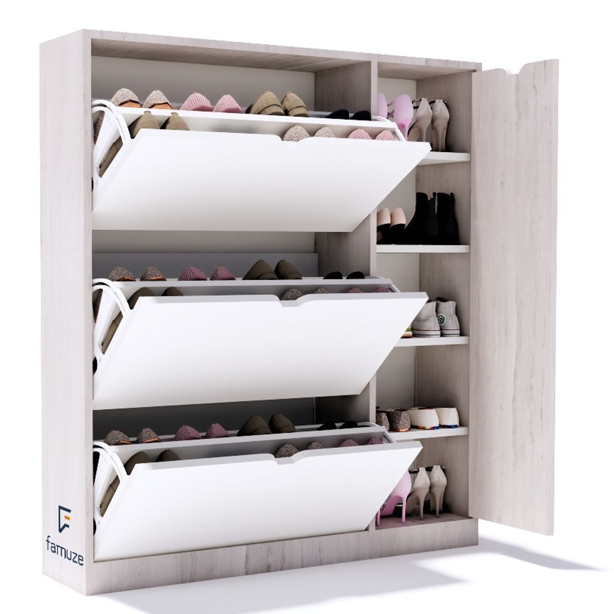 NACIONAL - Zapatera de melamina 34 pares - LINDOR Tívoli con F/Blanco