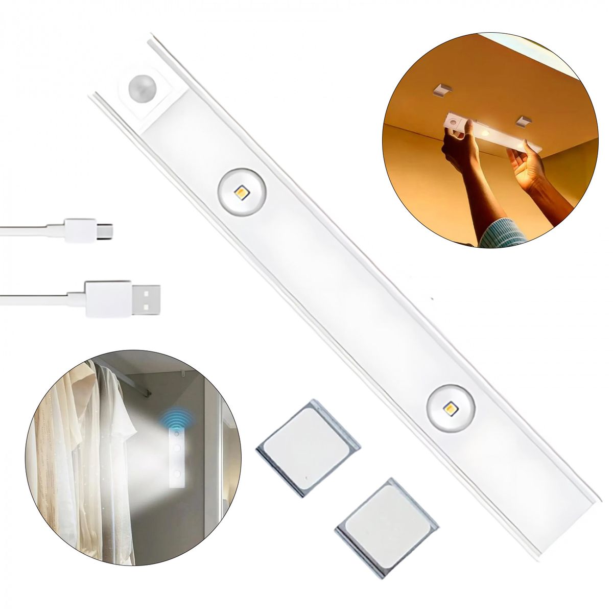 GENERICO - Lampara Luz LED Inteligente con Sensor de Movimiento  de 30 cm – Iluminación Automática y Recargable