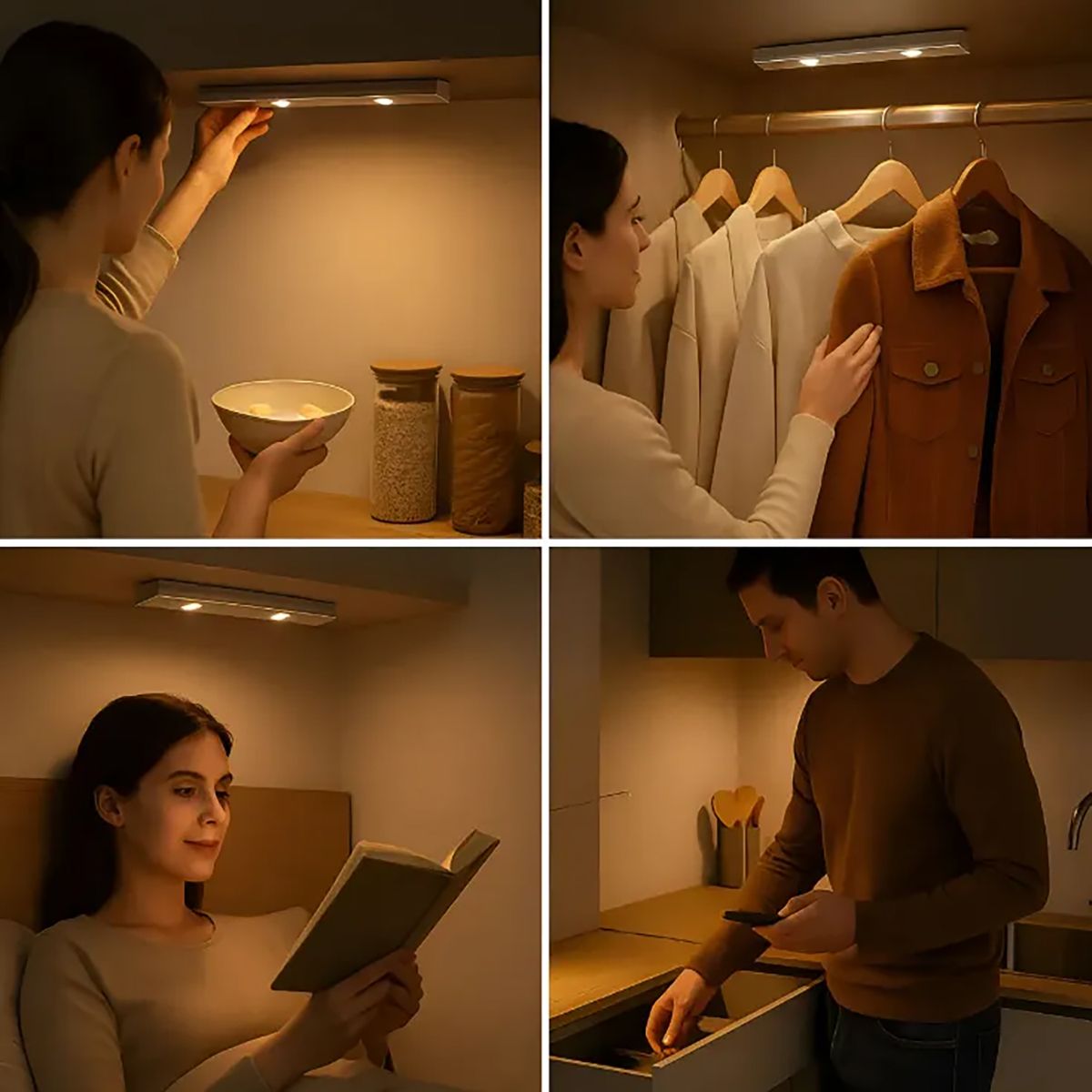 GENERICO - Lampara Luz LED Inteligente con Sensor de Movimiento  de 30 cm – Iluminación Automática y Recargable