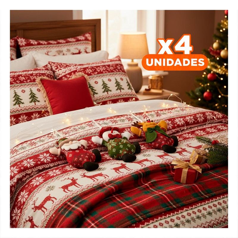 GENERICO - Pack4 Decoracion de Reno de Rojo y Verde Y+Regalo Stickers