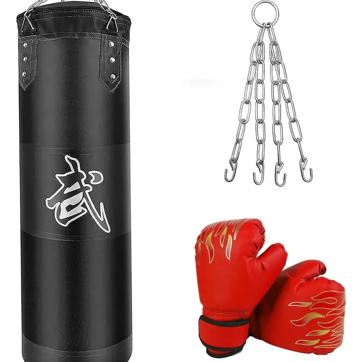 EVERSO - Saco De Boxeo Vacio Punching Ball Bag Box + Cadenas Negro