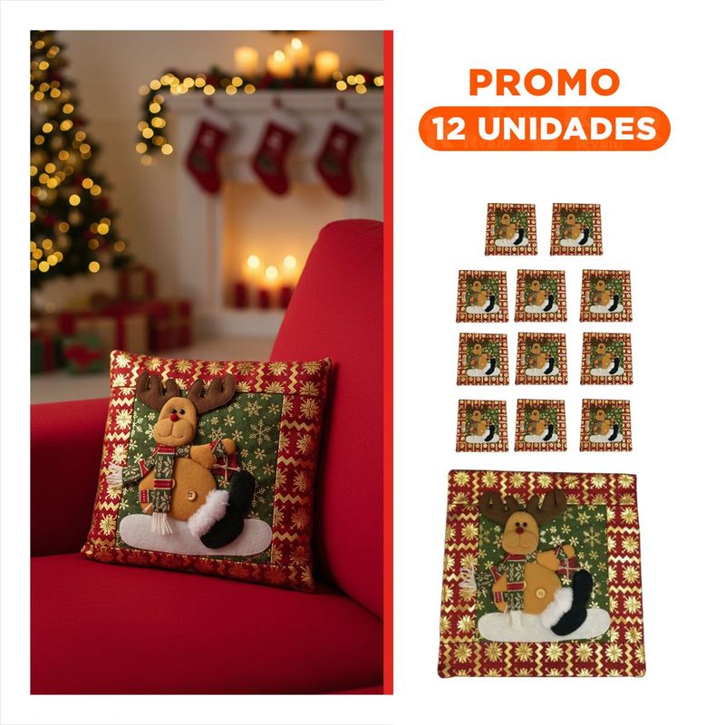 ANIMALIA - Pack12 Envoltura Diseño Reno Zic Zac con Copos en Verde Rojo