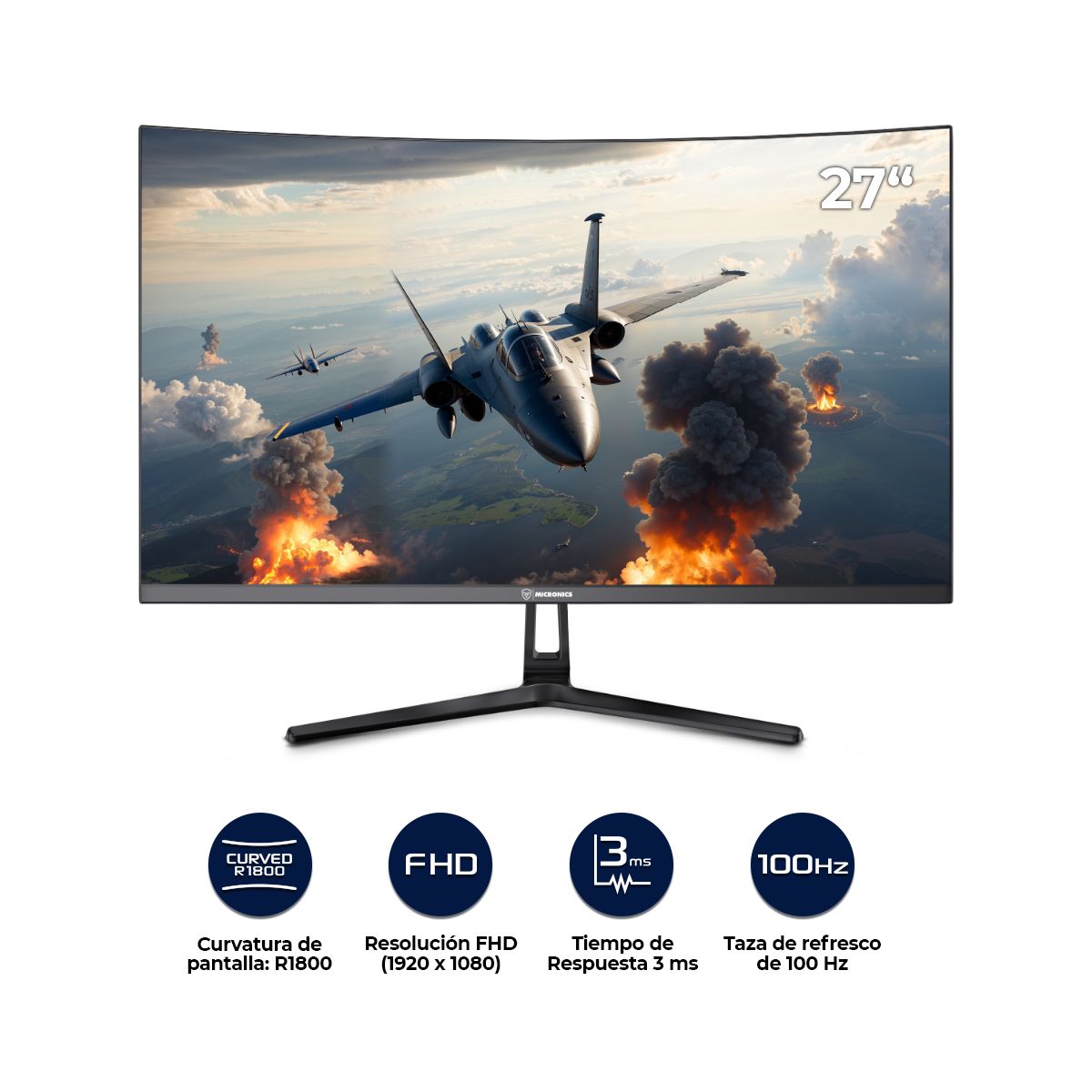 MICRONICS - Monitor Curvo Gaming 27 100Hz FHD Micronics Brickell MIC DG27FC-100