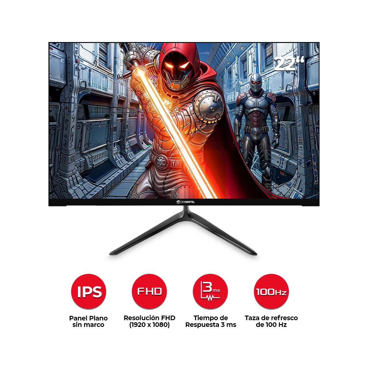 CYBERTEL - Monitor Plano IPS Gaming 22 100Hz FHD Cybertel Business CYB MF22FC-100