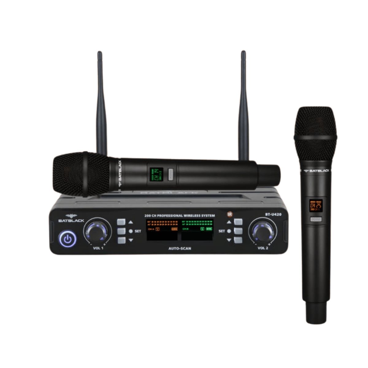 BATBLACK - micrófono inalámbrico profesional uhf  doble batblack BT-U420