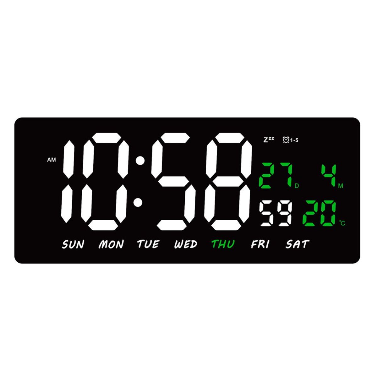 GENERICO - Reloj Digital LED 36 cm con Calendario, Temperatura, Alarma Dual y Brillo para Pared o Escritorio