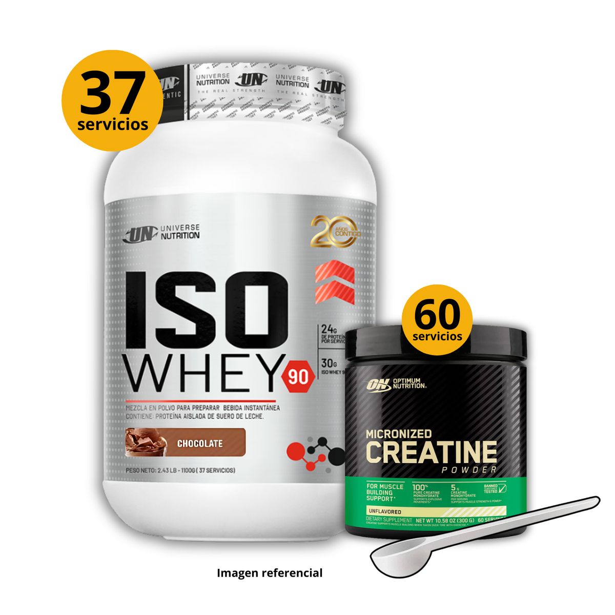 Universe Nutrition - Proteína Iso whey 90 de 1kg Chocolate + Creatina Optimum Nutrition de 300gr