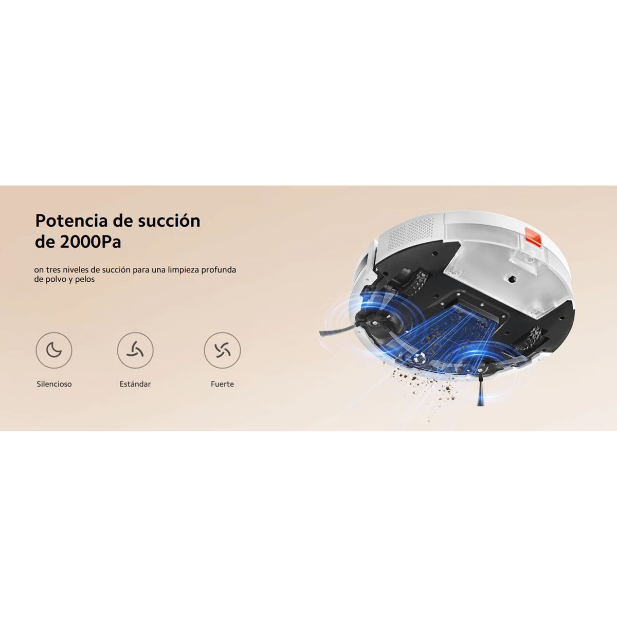 XIAOMI - Aspirador Robot Xiaomi VACUUM E5 Succión 2000Pa Navegación LDS Trapeador Blanco