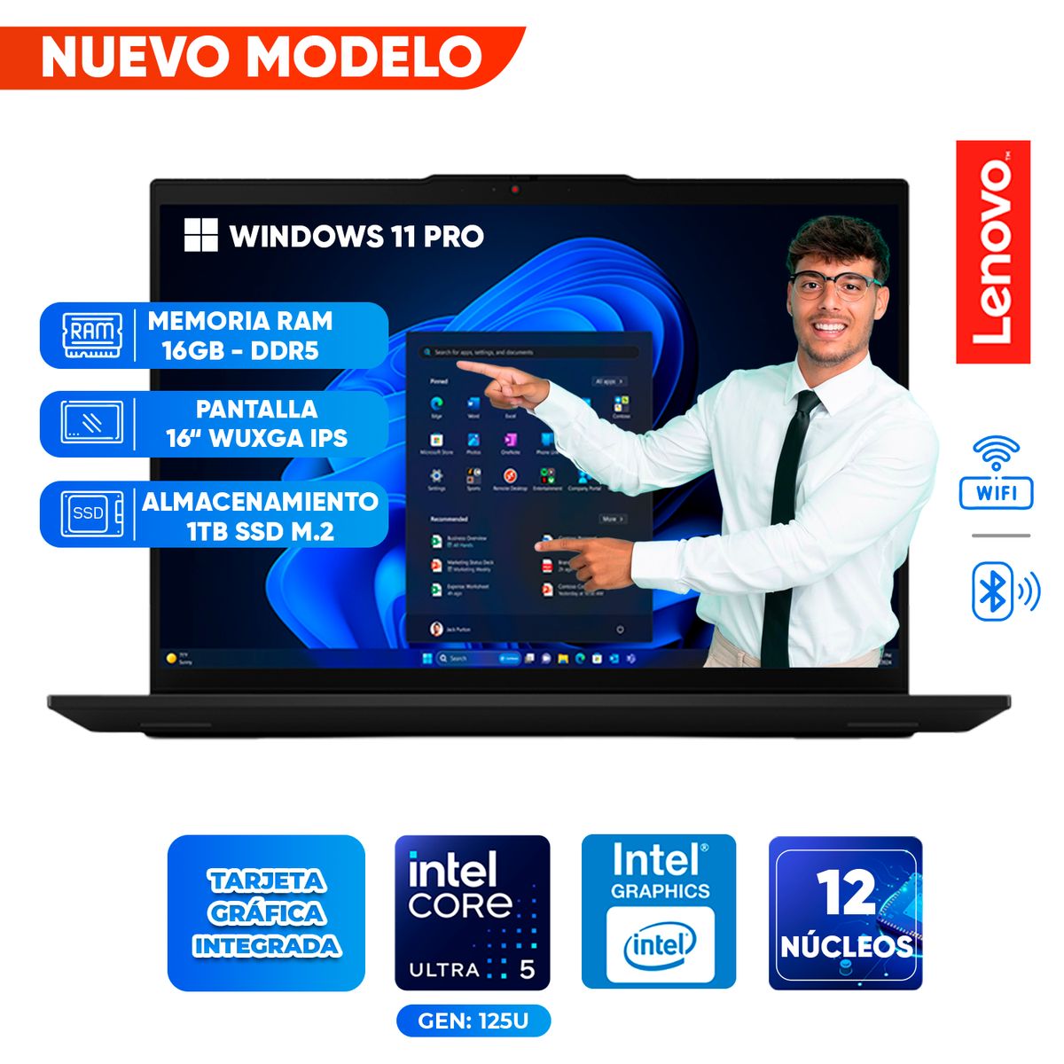 LENOVO - Laptop Lenovo ThinkPad L16, Core Ultra 5 125U, 16GB DDR5, 1TB SSD, 16 WUXGA IPS