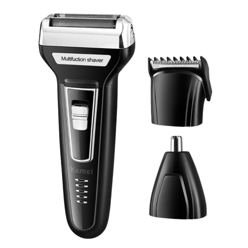 KEMEI - Afeitadora Eléctrica Inalámbrica 3 en 1 Kemei KM-6559 para Barba, Rostro y Nariz Recargable USB
