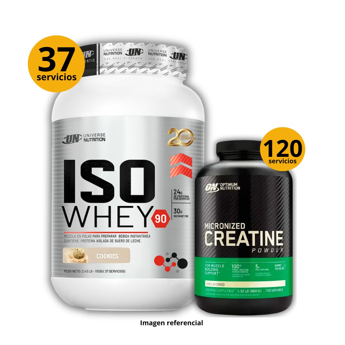 Universe Nutrition - Proteína Iso whey 90 de 1kg Galleta + Creatina Optimum Nutrition de 600gr
