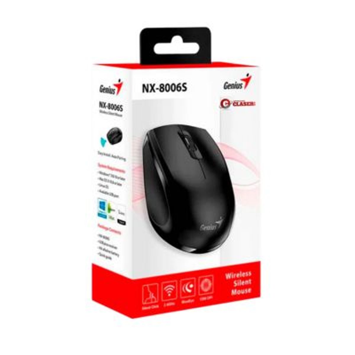 GENIUS - MOUSE GENIUS NX-8006S WIRELESS BLUEEYE SILENT ERGONOMICO BLACK 31030024400