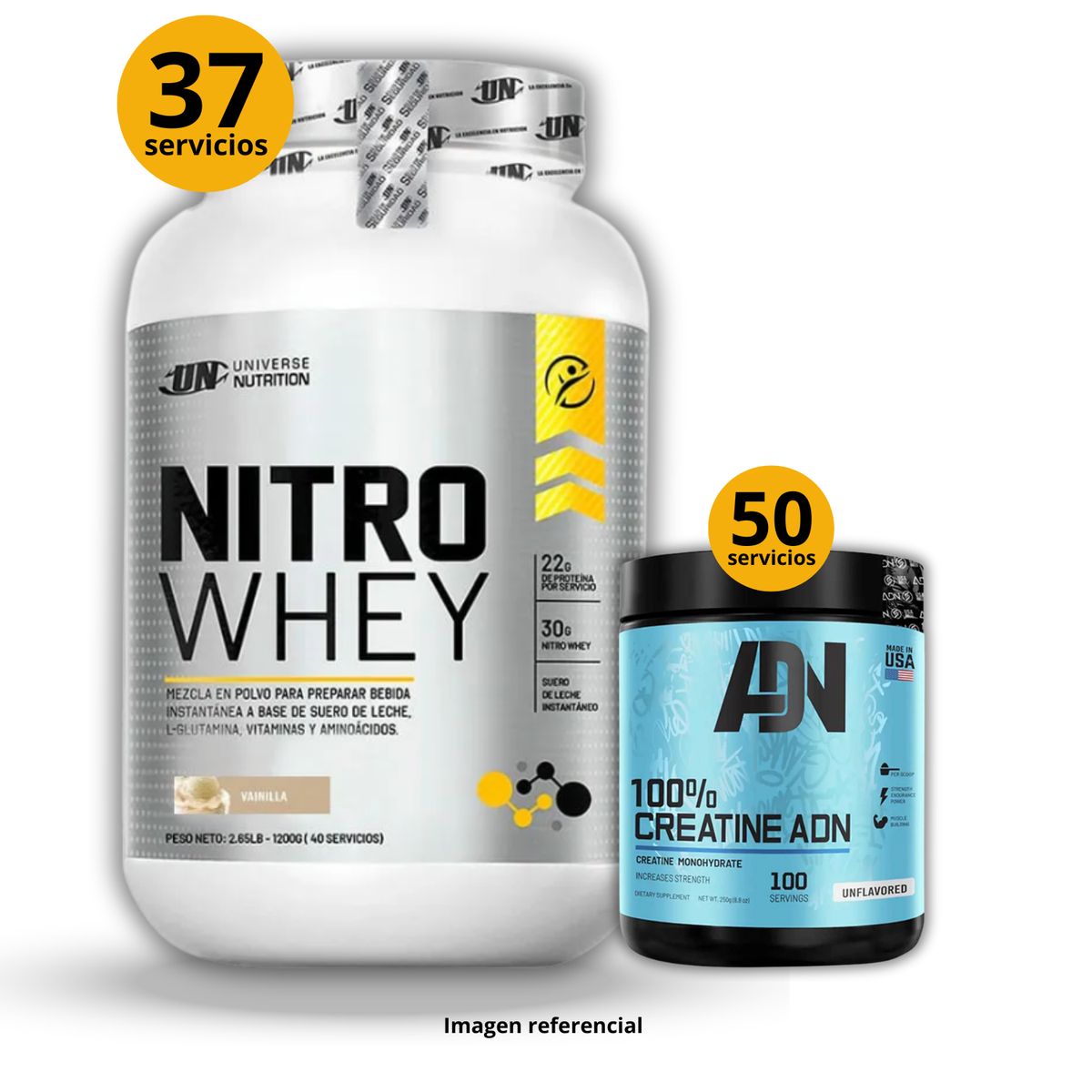 UNIVERSE NUTRITION - Proteína Nitro whey de 1kg Vainilla + Creatina ADN de 250gr