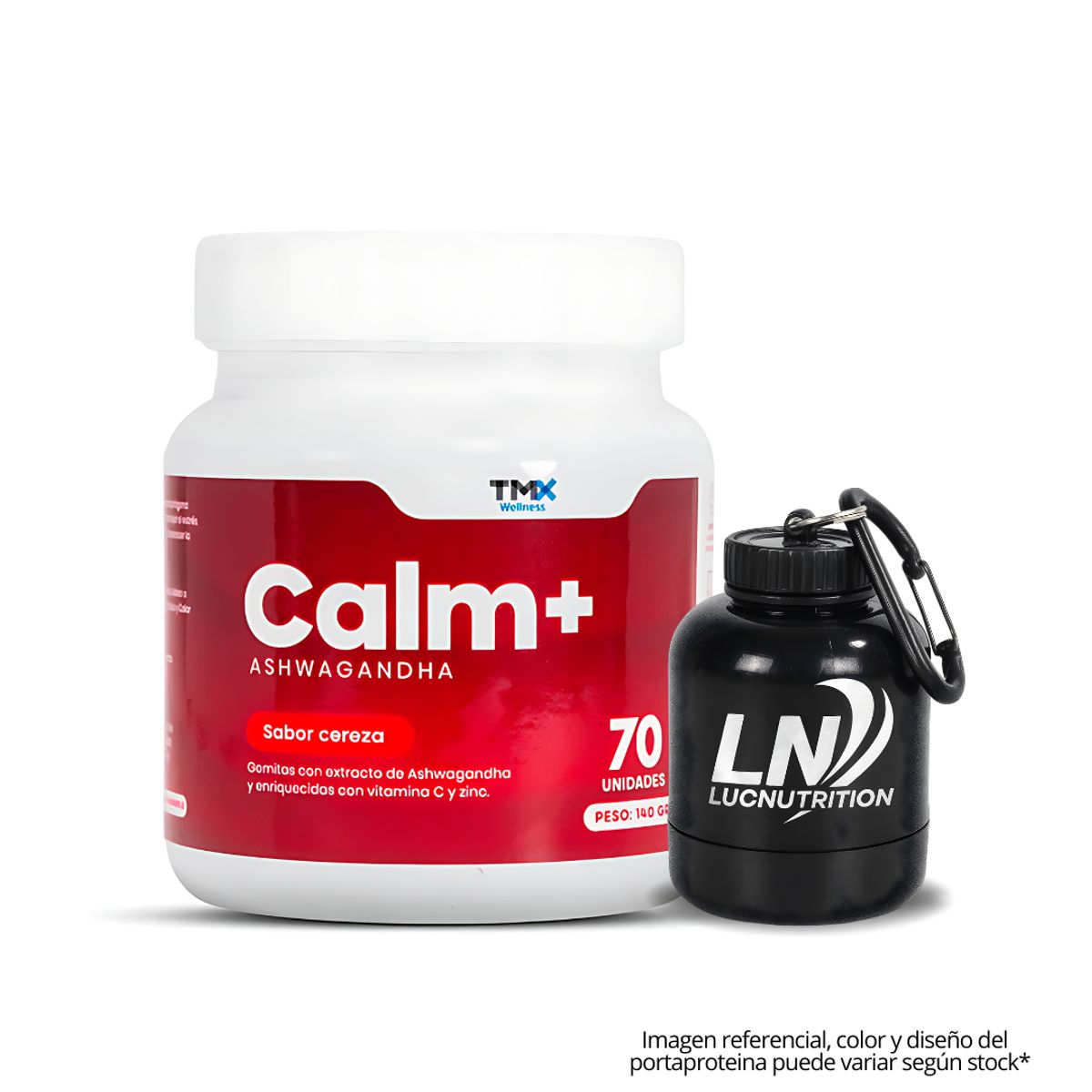 GENERICO - Gomitas Calm+ - Ashwagandha TMX Wellness 70 unidades - Cereza + Portaproteina
