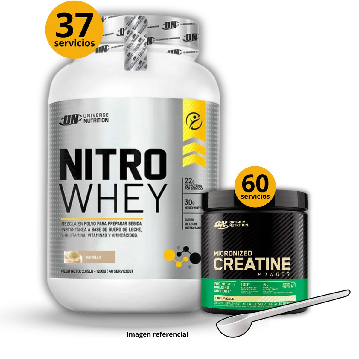Universe Nutrition - Proteína Nitro whey de 1kg Vainilla + Creatina Optimum Nutrition de 300gr