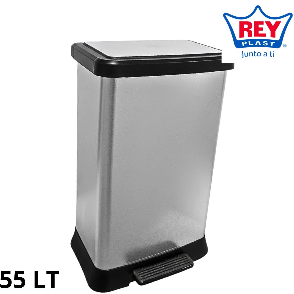 REYPLAST - Papelera de Polipropileno LEXUSS Metalizado 55 LTS-REY
