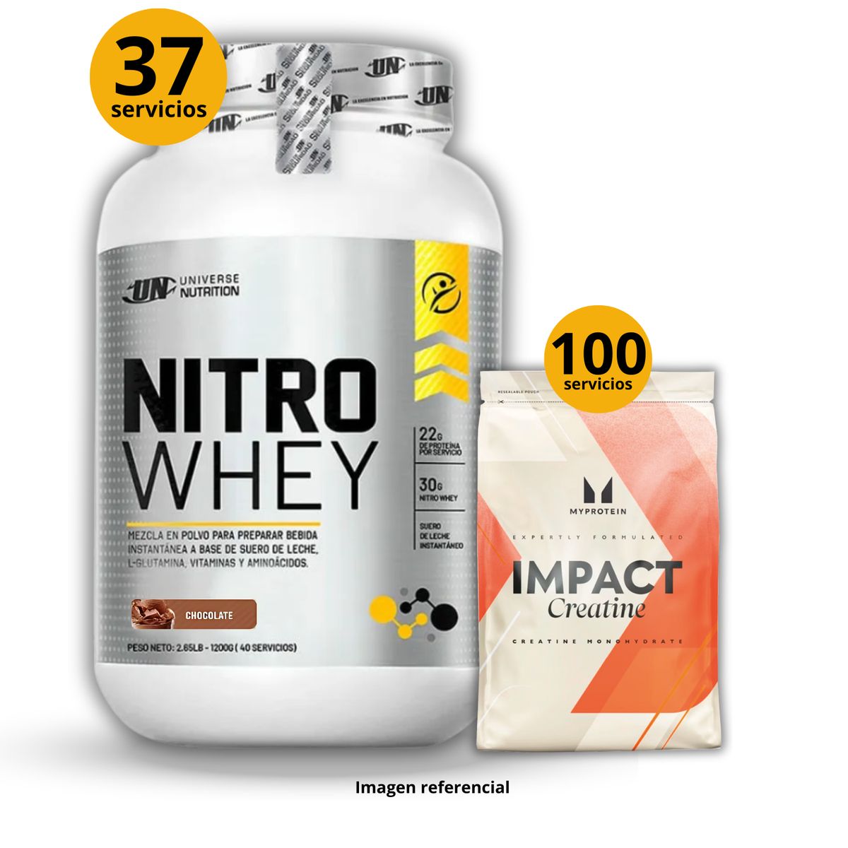 UNIVERSE NUTRITION - Proteína Nitro whey de 1kg Chocolate + Creatina Myprotein de 500gr