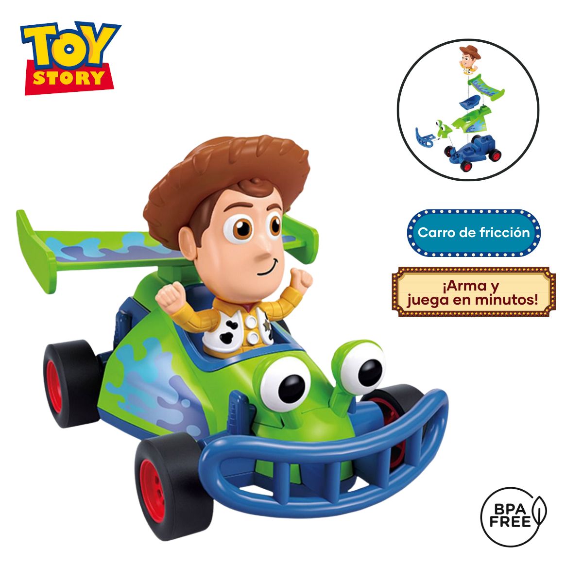TOY STORY - Juguete Carro de carreras de fricción - Woody 7 piezas