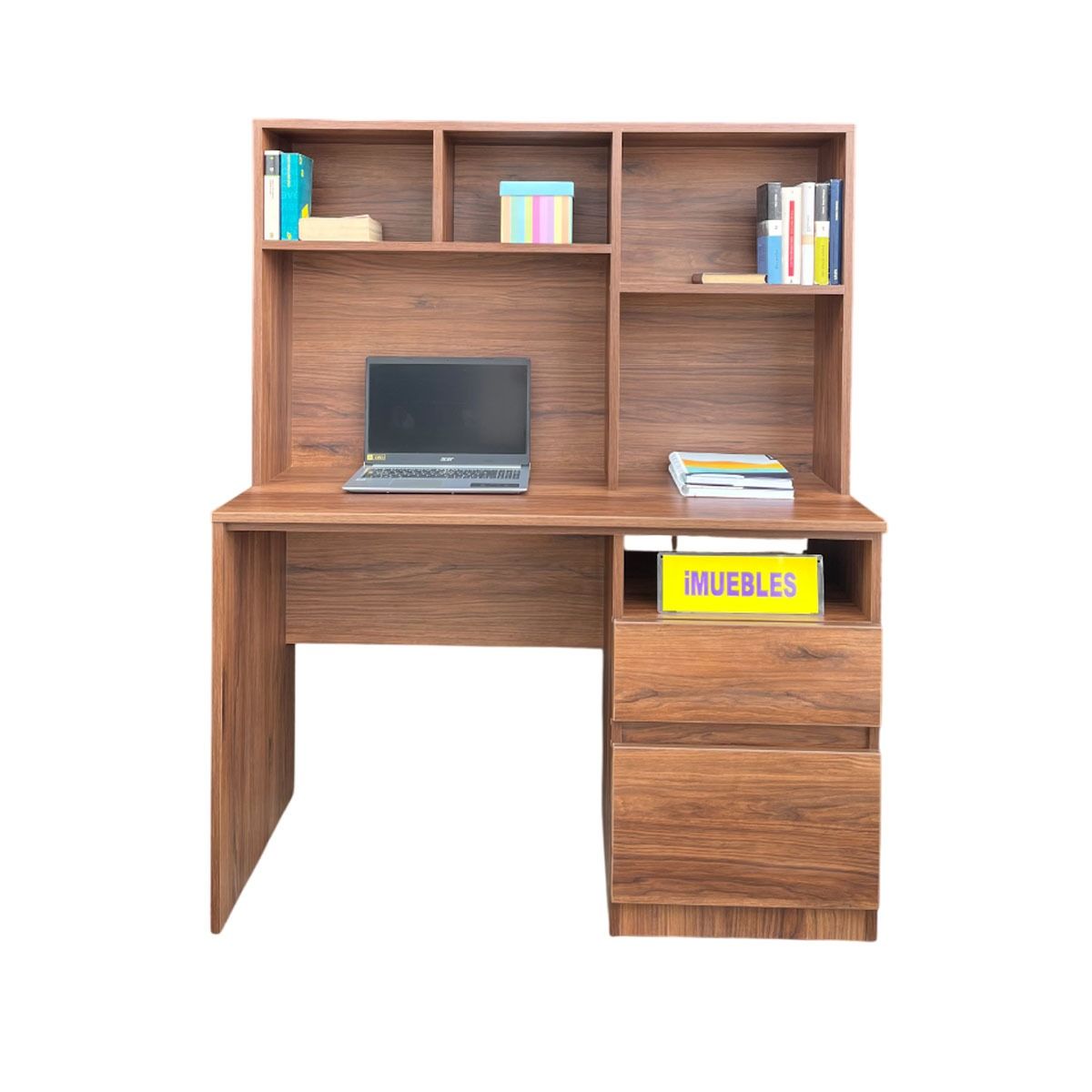 TEMEL - Escritorio con Estante y Cajonera 120 cm Catania – MEV