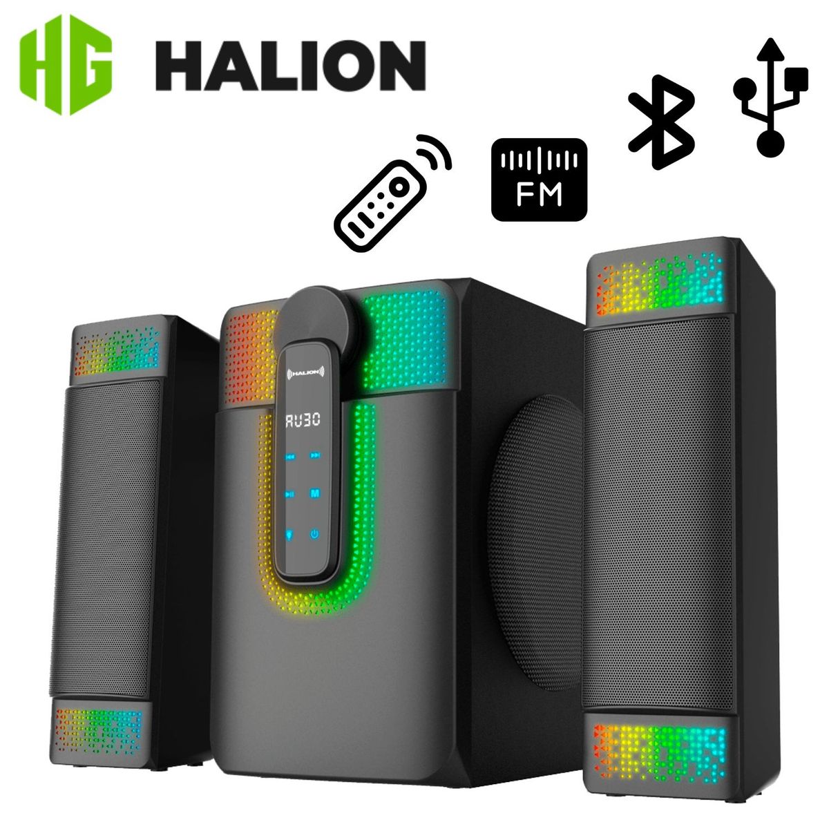 HALION - Parlante 2,1 Halion Jupiter HA R52 300 Watts Amplificador Clase D Sonido Pro