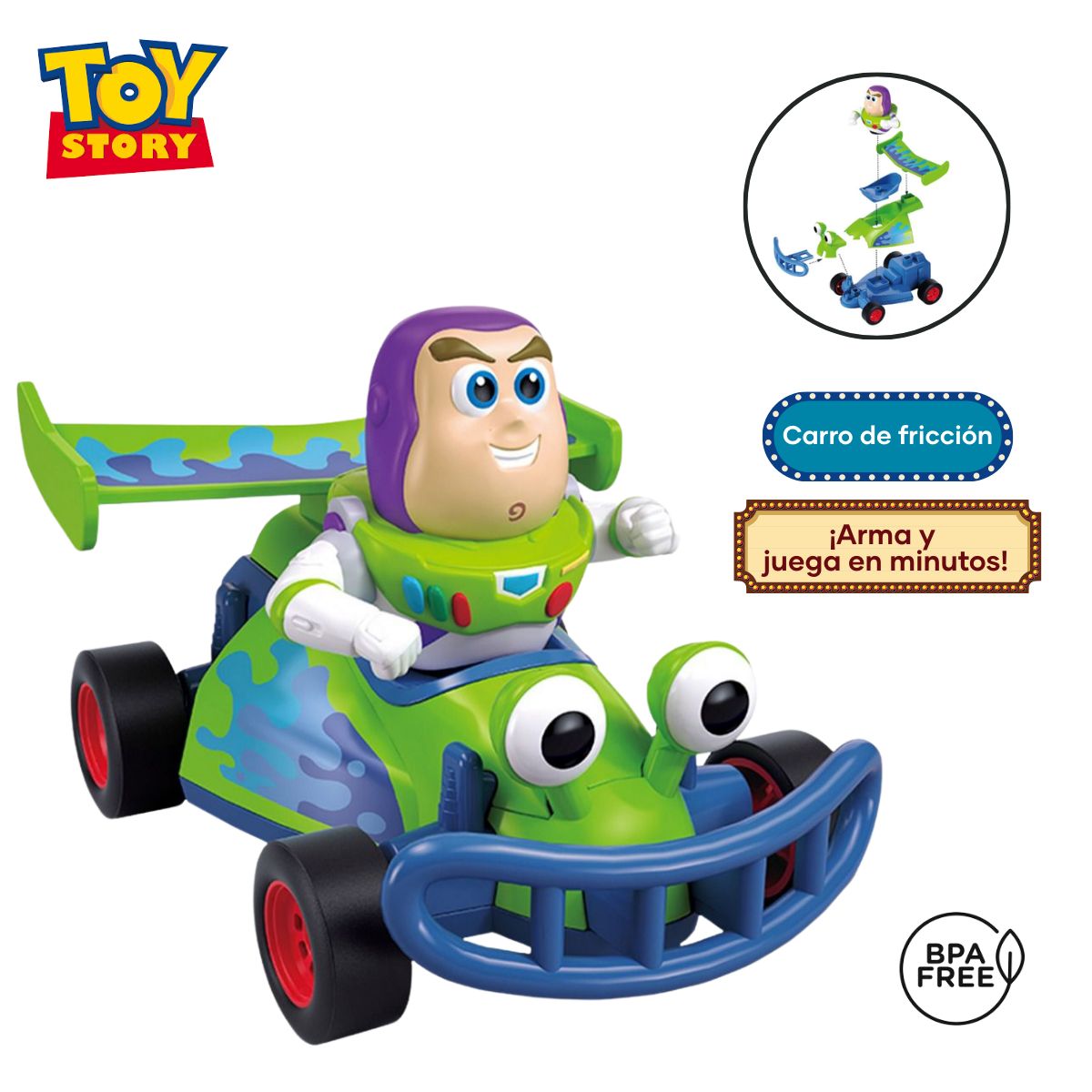 TOY STORY - Juguete carro de carreras de fricción - Buzz Lightyear 7 piezas