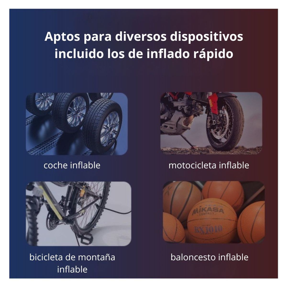 SEISA - Compresor de Aire Portátil Inalámbrico para Llantas de Auto Moto y Bicicleta con Pantalla y Luz LED